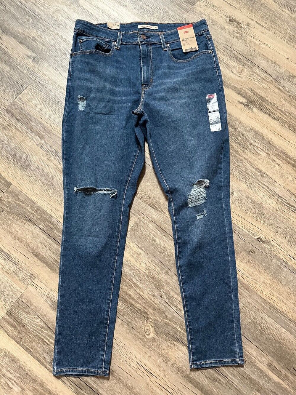 Levi's 721 High-Rise Skinny Jeans Distressed Womens Size 33 x 30 Levis Levi 0672